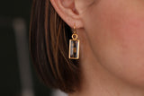 Gold Rectangle Earrings with Solidago (Goldenrod) Flowers in Resin | Handmade Gold Flower and Resin Earrings