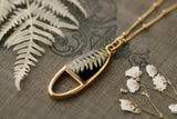 Gold and Black Fern Split Oval Necklace