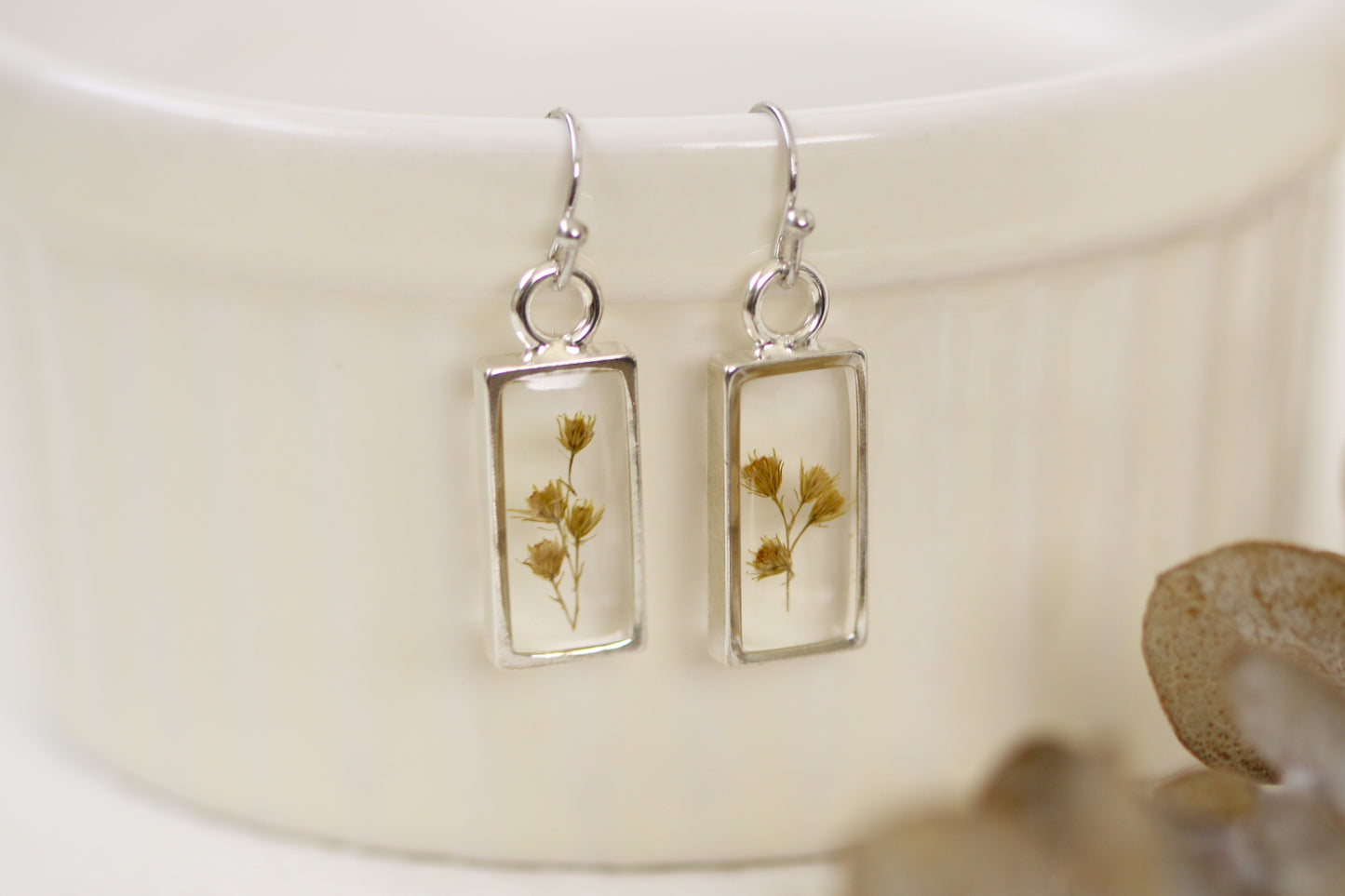 Custom Silver Preservation Earrings -- Choose Your Shape -- | Handmade Custom Resin Jewelry with your Flowers, Ashes, Pet Hair