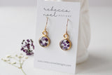 Purple Alyssum Gold Circle Earrings