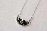 Dried Plants Black and Silver Half Moon Necklace