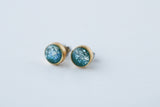 Teal Shimmer Stud Earrings in Gold