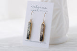 Black and Gold Sparkly Bar Earrings