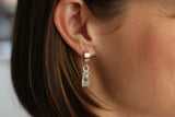 Silver and Light Blue Clutch Earrings with Flower | Handmade Resin and Flower Earrings