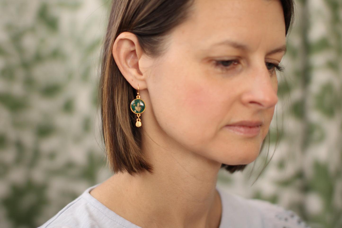 Custom Gold Preservation Earrings -- Choose Your Shape -- | Handmade Custom Resin Jewelry with your Flowers, Ashes, Pet Hair