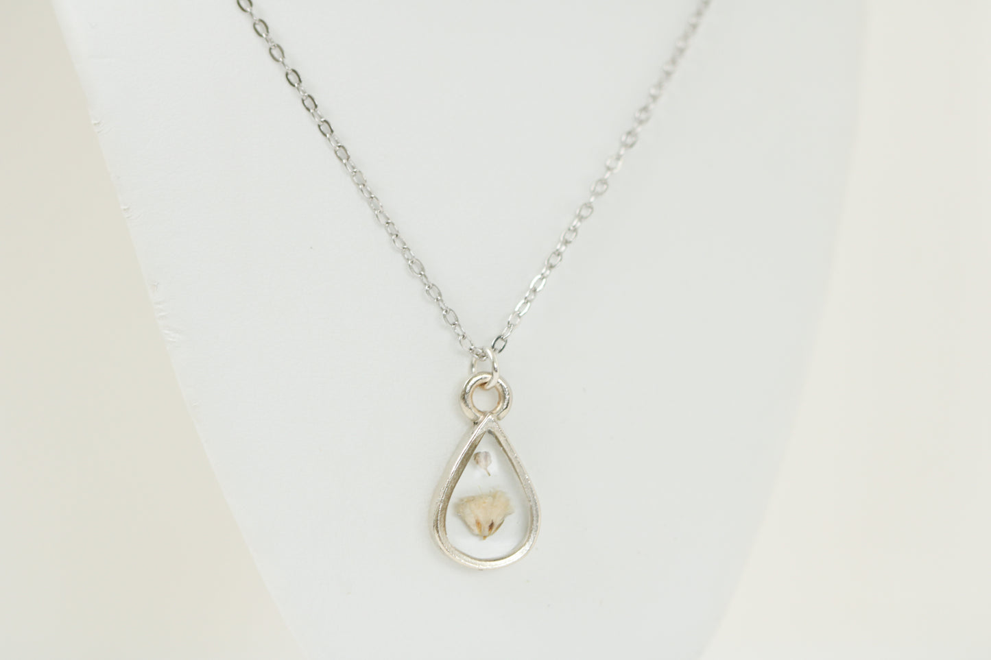 Custom Silver Preservation Mini Necklace -- Choose Your Shape-- | Handmade Custom Resin Jewelry with your Flowers, Ashes, Pet Hair