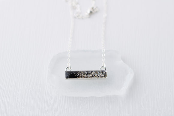 Black and Silver Sparkly Bar Necklace