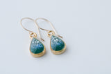 Teal Shimmer Gold Teardrop Earrings