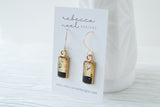 Black and Gold Rectangle Earrings