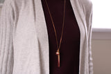 Gold and Burgundy Long Sparkly Bar Necklace