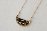 Dried Plants Black and Gold Half Moon Necklace