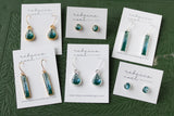Teal Shimmer Gold Teardrop Earrings