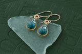 Teal Shimmer Gold Teardrop Earrings