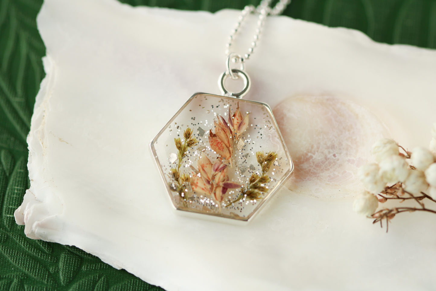 Custom Silver Preservation Necklace --Choose Your Specialty Shape-- | Handmade Resin Custom Preservation Jewelry from your Flowers, Ashes, Pet Hair