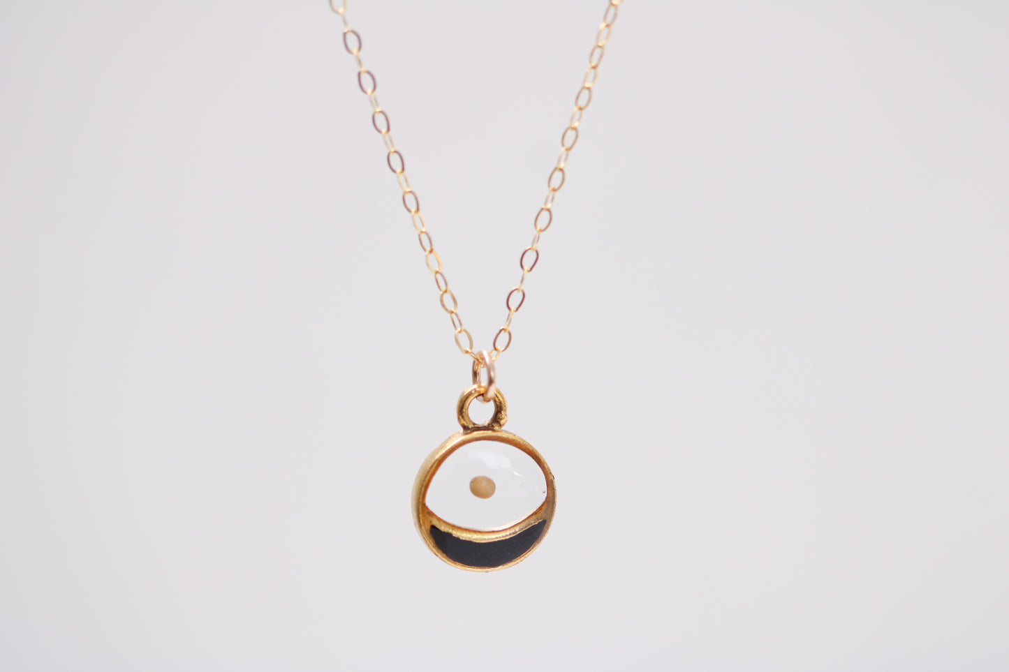 Black and Gold Mini Split Circle Mustard Seed Necklace - Handmade Resin Jewelry - Christian jewelry