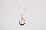 Black and Gold Mini Split Circle Mustard Seed Necklace