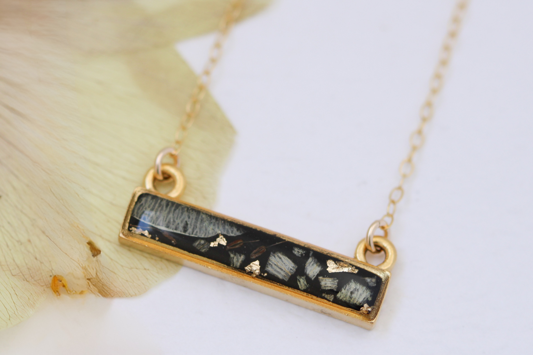 gold custom resin necklace flower preservation 