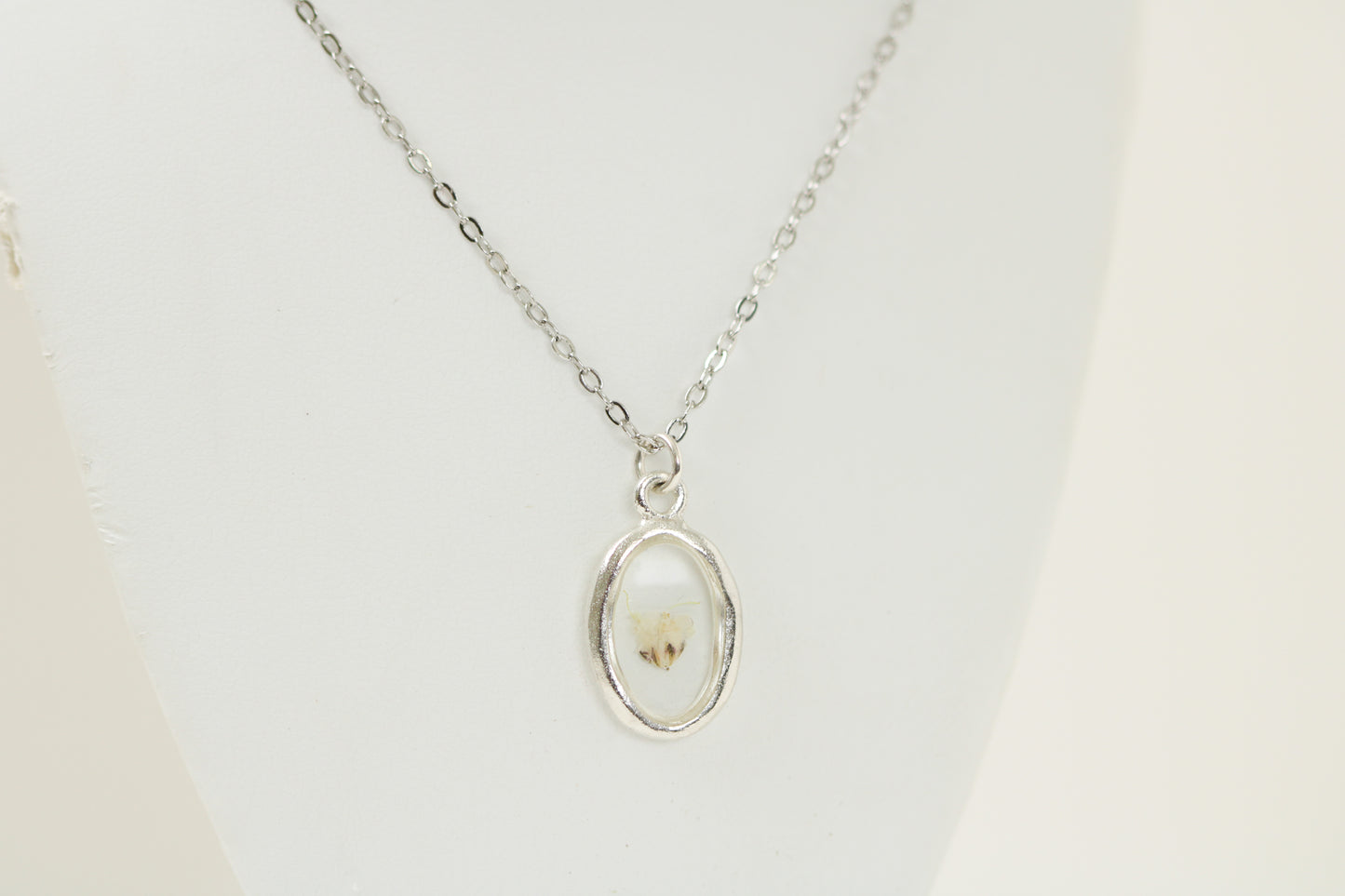 Custom Silver Preservation Mini Necklace -- Choose Your Shape-- | Handmade Custom Resin Jewelry with your Flowers, Ashes, Pet Hair