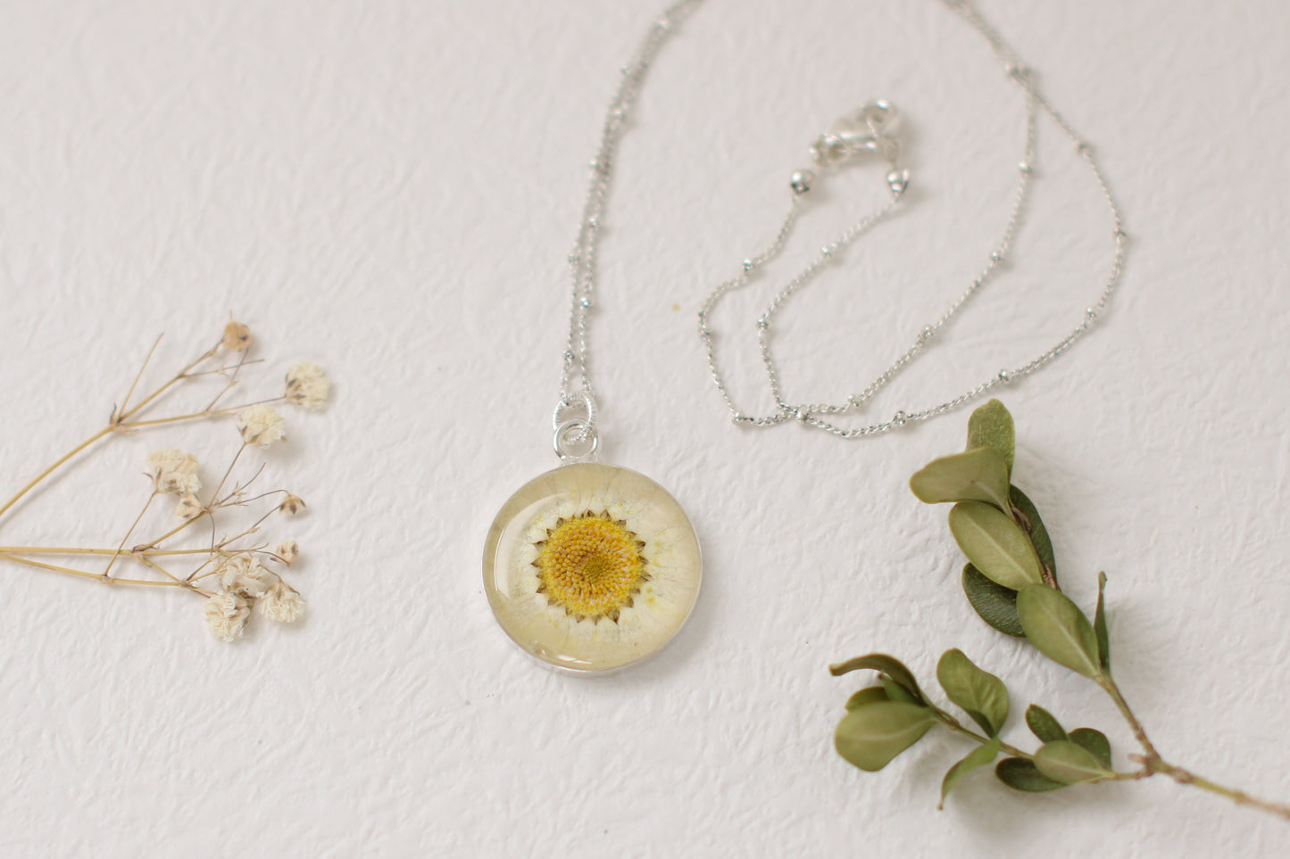 Silver Chrysanthemum Circle Necklace
