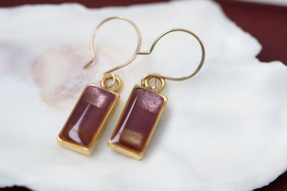 Burgundy and Gold Sunset Shimmer Earrings