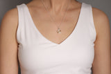 Silver Mini Hexagon Necklace with White Flowers