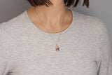 Mini Gold Circle with Purple Alyssum Necklace