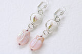 silver and purple long dangle earrings with pressed flower in resin and tulip flower bead