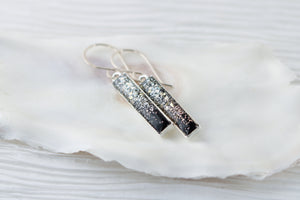 Black and Silver Sparkly Bar Earrings