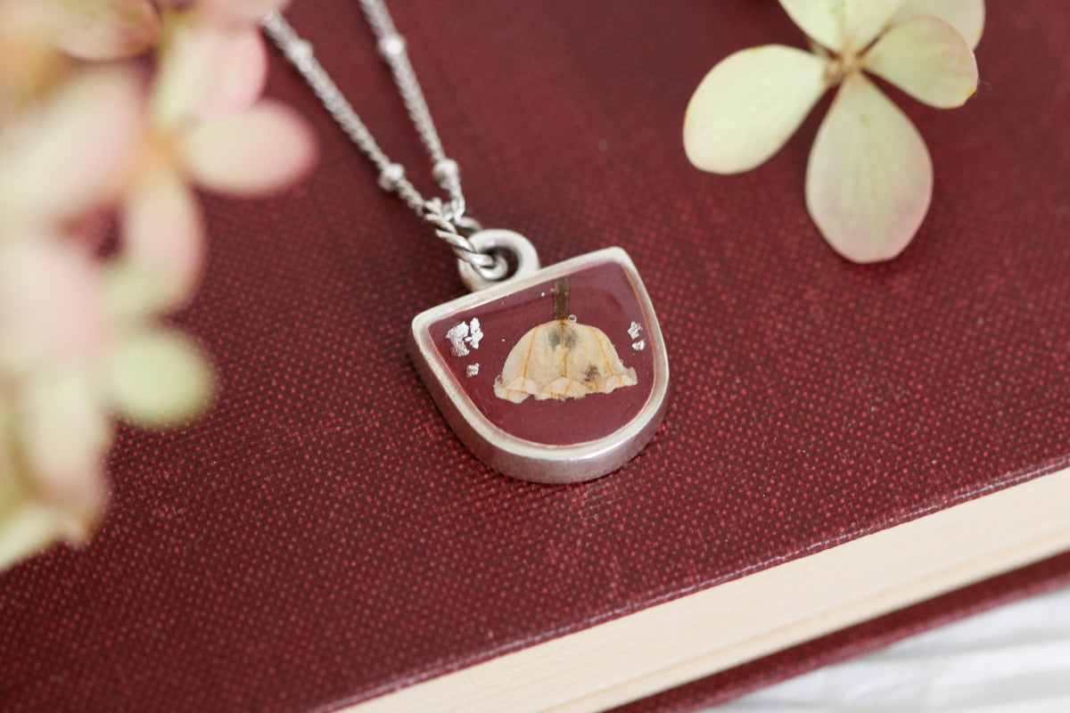Burgundy and Silver Lily of the Valley Necklace