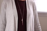 Silver and Burgundy Long Sparkly Bar Necklace