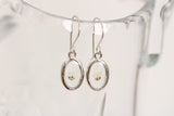 Silver and Baby's Breath Oval Dangle Earrings | Handmade Pressed Flower Earrings