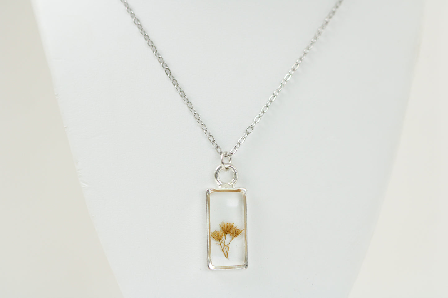 Custom Silver Preservation Mini Necklace -- Choose Your Shape-- | Handmade Custom Resin Jewelry with your Flowers, Ashes, Pet Hair