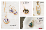 custom small handmade resin and dried flowers necklace in gold