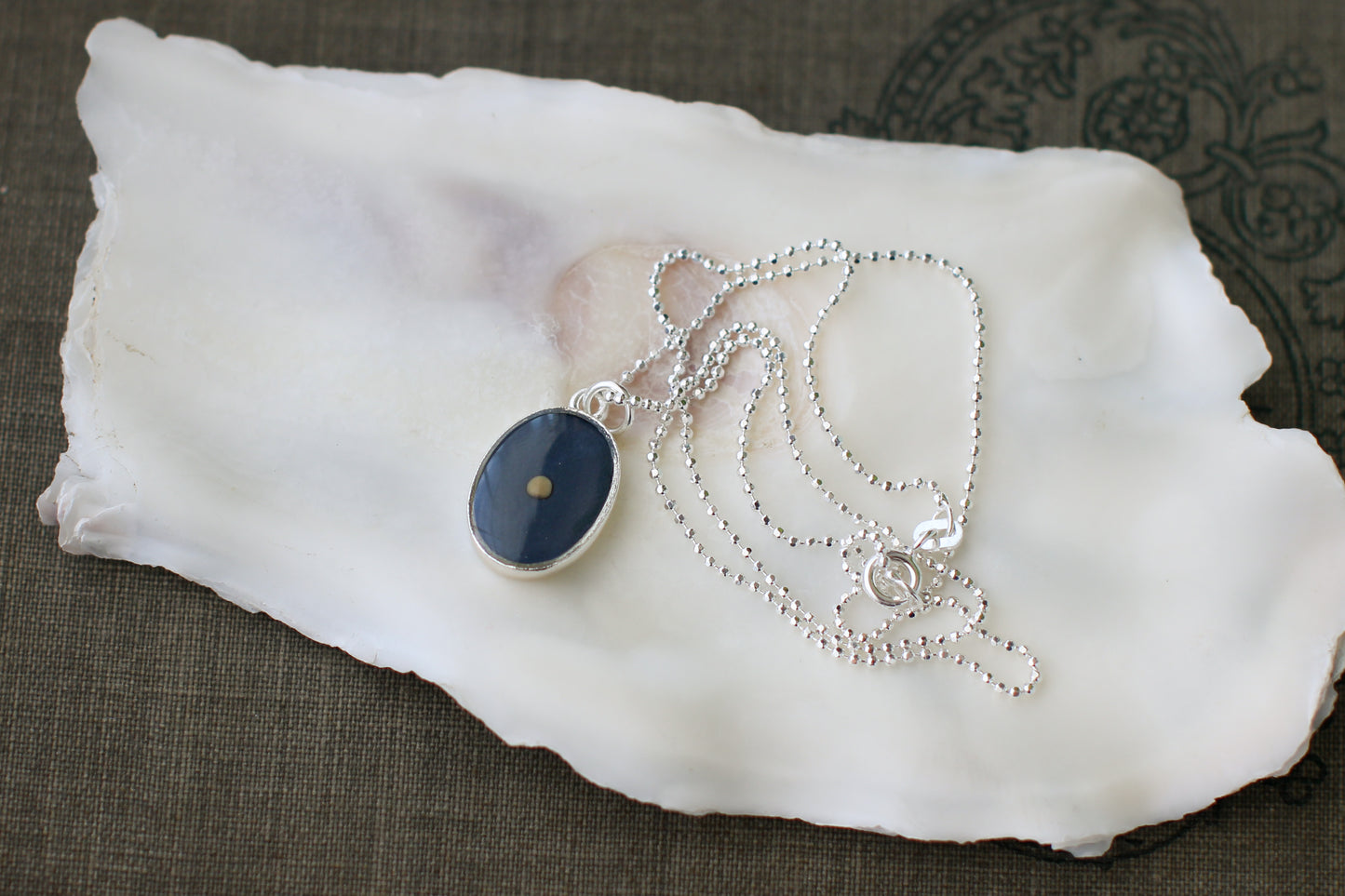 mustard seed necklace in silver on sterling silver chain