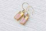 Silver and Pink Rectangle Shimmer Dangle Earrings | Handmade Resin and Clay Earrings