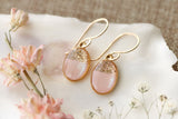 Gold and Pink Glitter Oval Dangle Earrings | Handmade Resin and Clay Earrings