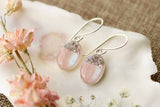 Silver and Pink Glitter Oval Dangle Earrings | Handmade Resin and Clay Earrings