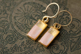Silver and Pink Rectangle Shimmer Dangle Earrings | Handmade Resin and Clay Earrings