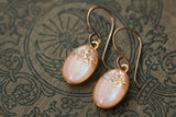 Gold and Pink Glitter Oval Dangle Earrings | Handmade Resin and Clay Earrings