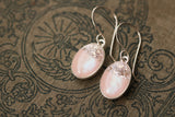 Silver and Pink Glitter Oval Dangle Earrings | Handmade Resin and Clay Earrings