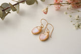 Gold and Pink Glitter Oval Dangle Earrings | Handmade Resin and Clay Earrings