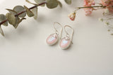 Silver and Pink Glitter Oval Dangle Earrings | Handmade Resin and Clay Earrings