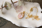Gold and Pink Glitter Oval Charm Necklace | Handmade Resin and Clay Jewelry