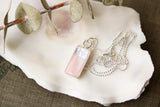 Silver and Pink Shimmer Rectangle Charm Necklace | Handmade Resin and Clay Necklace