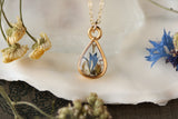 custom small handmade resin and dried flowers necklace in gold