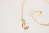 Gold Mini Teardrop Necklace with Baby’s Breath
