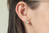 Silver and Pink Shimmer Stud Earrings