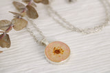 Silver and Pink Strawberry Flower Long Style Necklace | Handmade Resin and Clay Flower Necklace