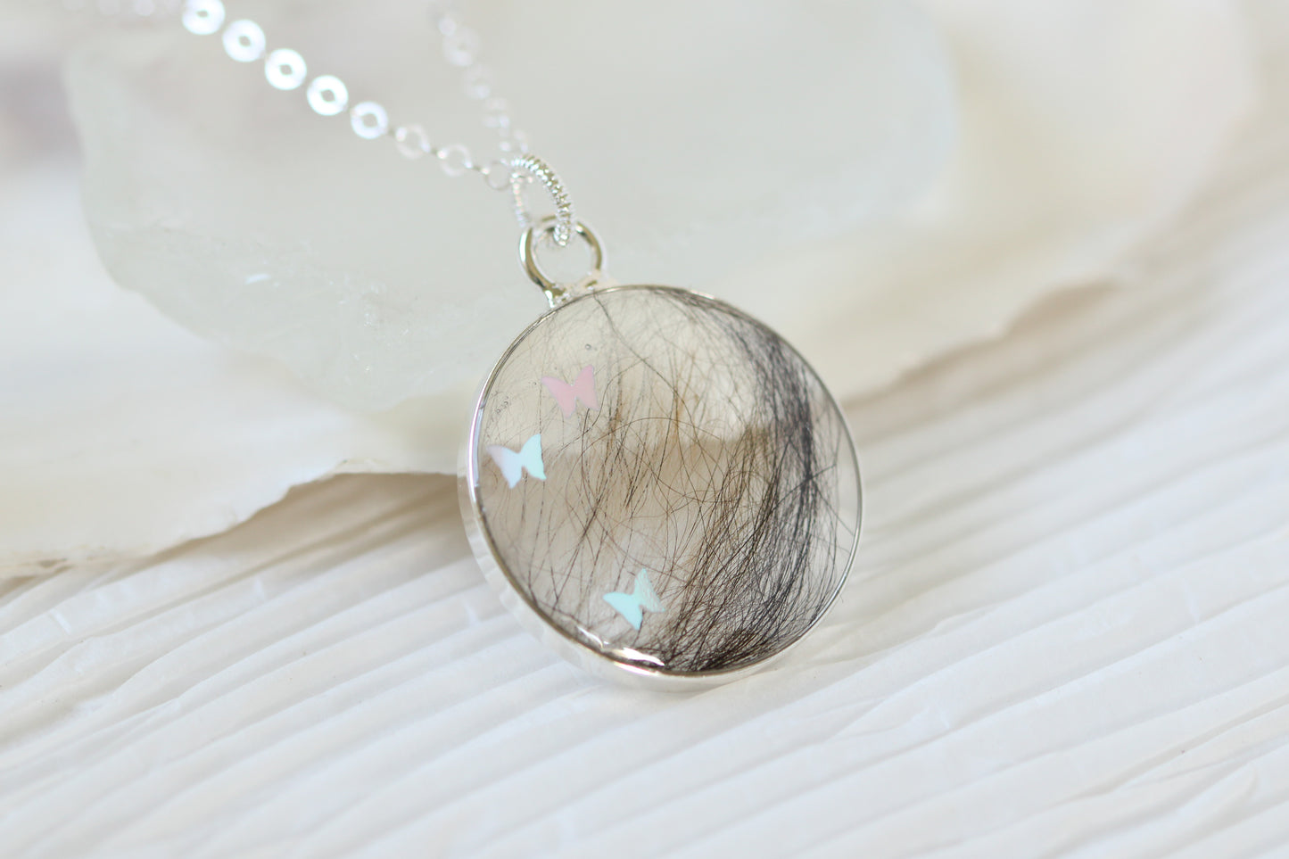 Custom Silver Preservation Necklace --Choose Your Specialty Shape-- | Handmade Resin Custom Preservation Jewelry from your Flowers, Ashes, Pet Hair