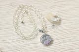 Silver Shell Statement Necklace with Pearls | Handmade Clay and Resin Shell Necklace